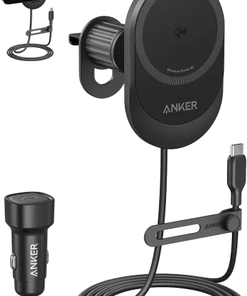 Anker MagGo Wireless Car Charger (Pad, Built-In USB-C Cable)